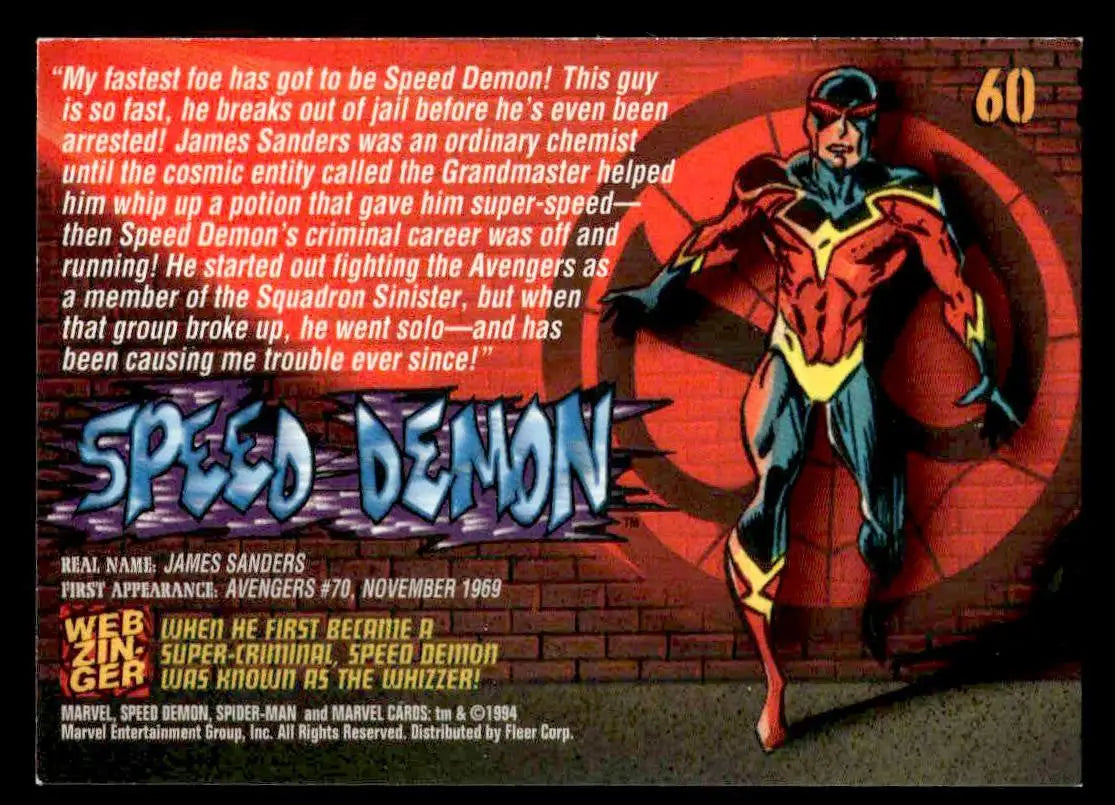 1994 Fleer The Amazing Spider-Man #60 Speed Demon - Non-Sports Card Single