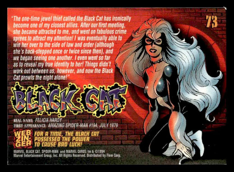 1994 Fleer The Amazing Spider-Man #73 Black Cat - Non-Sports Card Single