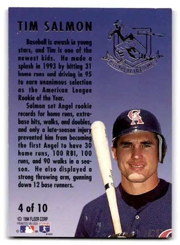 1994 Fleer Ultra Second Year Standouts #4 Tim Salmon NM Near Mint Angel ID:79559 - Baseball Card Single