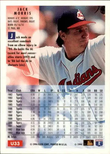 Original gloss Jack Morris baseball card from 1994 Fleer Update Fleer Update #33