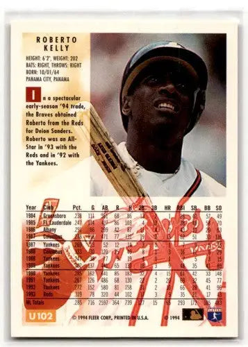 1994 Fleer Update #U102 Roberto Kelly Atlanta Braves Baseball Cards ID:53126 - Baseball Card Single