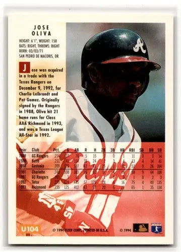 1994 Fleer Update #U104 Jose Oliva Atlanta Braves Baseball Cards ID:53140 - Baseball Card Single