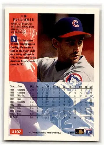 1994 Fleer Update #U107 Jim Bullinger Chicago Cubs Baseball Cards ID:53143 - Baseball Card Single