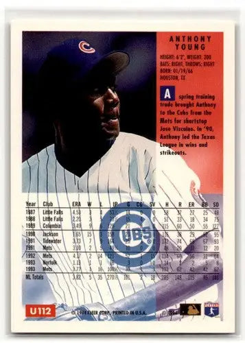 1994 Fleer Update #U112 Anthony Young Chicago Cubs Baseball Cards ID:53148 - Baseball Card Single