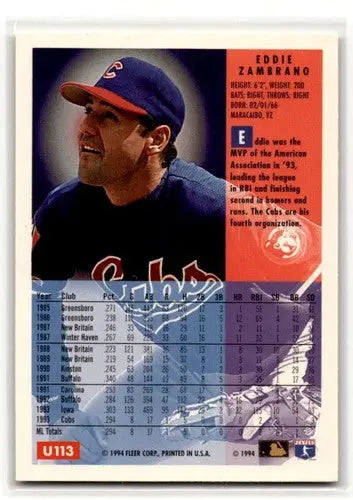1994 Fleer Update #U113 Eddie Zambrano Chicago Cubs Baseball Cards ID:53149 - Baseball Card Single
