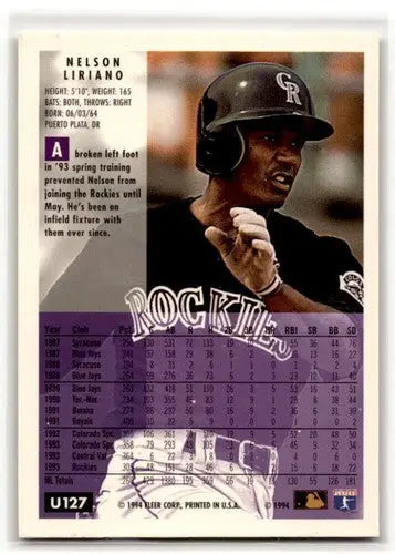 1994 Fleer Update #U127 Nelson Liriano Colorado Rockies Baseball Car ID:53117 - Baseball Card Single