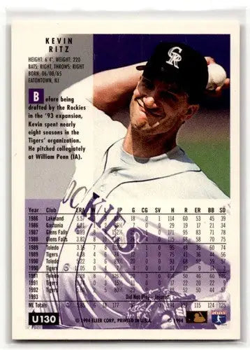 1994 Fleer Update #U130 Kevin Ritz Colorado Rockies Baseball Cards ID:53211 - Baseball Card Single