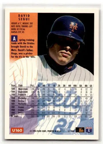 1994 Fleer Update #U160 David Segui New York Mets Baseball Cards ID:53153 - Baseball Card Single
