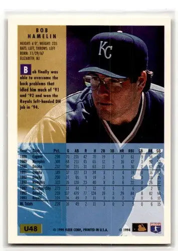 1994 Fleer Update #U48 Bob Hamelin Kansas City Royals Baseball Cards ID:53202 - Baseball Card Single