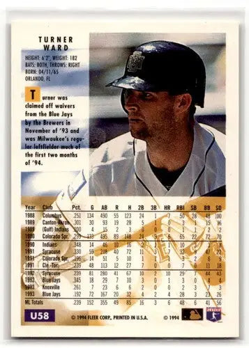 1994 Fleer Update #U58 Turner Ward Milwaukee Brewers Baseball Cards ID:53191 - Baseball Card Single