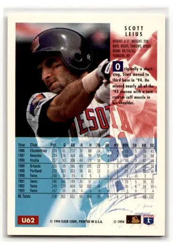 1994 Fleer Update #U62 Scott Leius Minnesota Twins Baseball Cards ID:53163 - Baseball Card Single