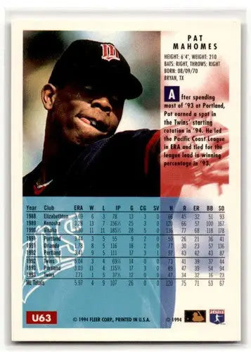 1994 Fleer Update #U63 Pat Mahomes Minnesota Twins Baseball Cards ID:53162 - Baseball Card Single