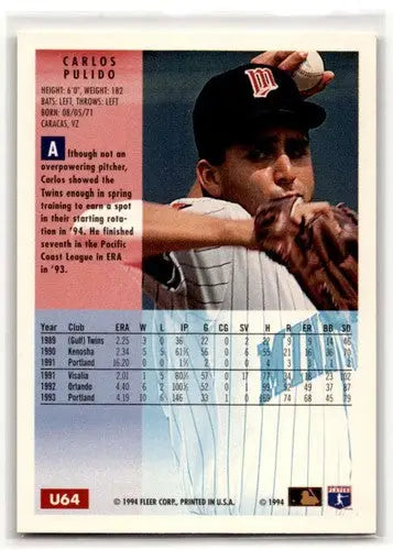 1994 Fleer Update #U64 Carlos Pulido Minnesota Twins Baseball Cards ID:53161 - Baseball Card Single
