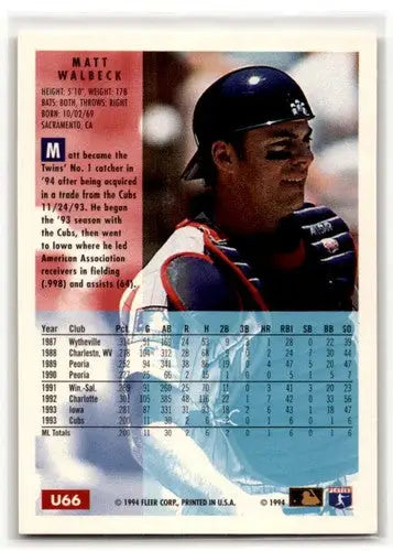1994 Fleer Update #U66 Matt Walbeck Minnesota Twins Baseball Cards ID:53159 - Baseball Card Single