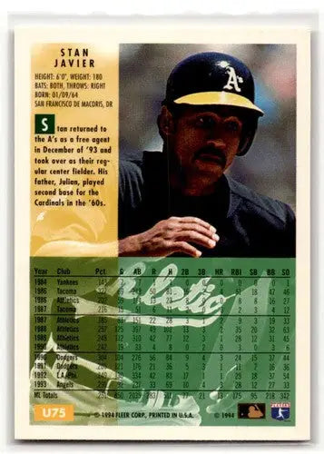 1994 Fleer Update #U75 Stan Javier Oakland Athletics Baseball Cards ID:53181 - Baseball Card Single