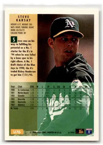 1994 Fleer Update #U76 Steve Karsay Oakland Athletics Baseball Cards ID:53180 - Baseball Card Single