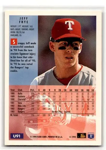 1994 Fleer Update #U91 Jeff Frye Texas Rangers Baseball Cards ID:53171 - Baseball Card Single