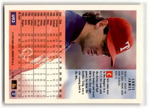 1994 Fleer Update #U93 Chris James Texas Rangers Baseball Cards ID:53169 - Baseball Card Single
