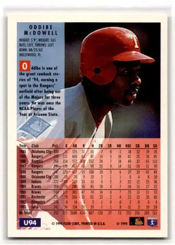 1994 Fleer Update #U94 Oddibe McDowell Texas Rangers Baseball Cards ID:53168 - Baseball Card Single