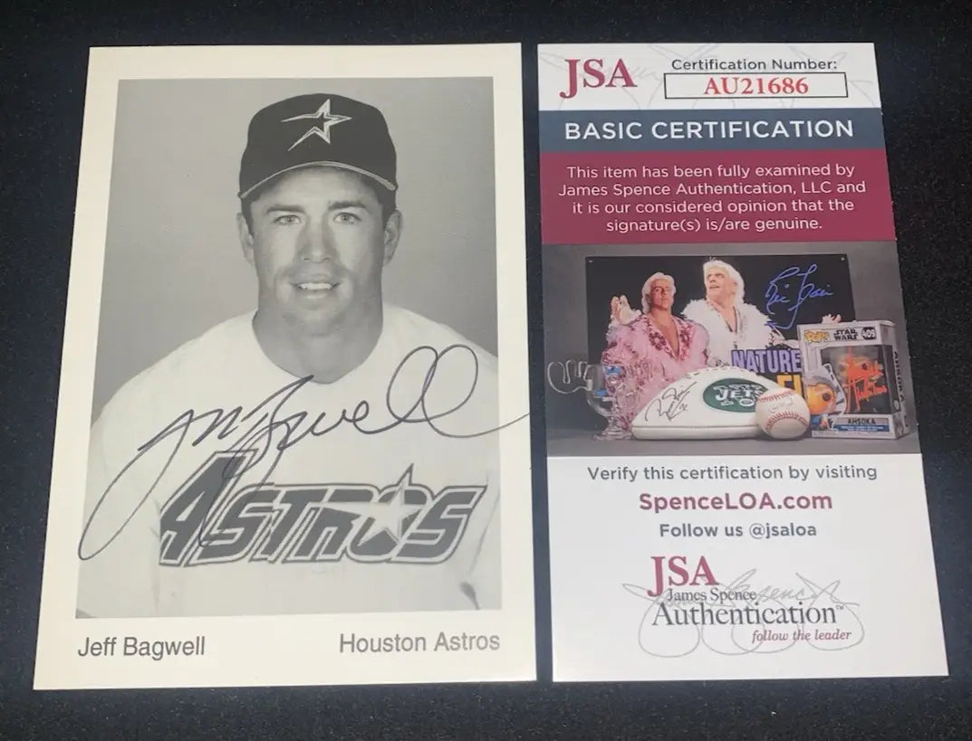 1994 Jeff Bagwell Auto b&w Signed 3.5x5 AUTO Houston Astros Team Issue JSA - Baseball Card Single