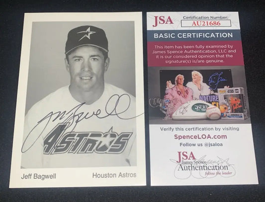 1994 Jeff Bagwell Auto b&w Signed 3.5x5 AUTO Houston Astros Team Issue JSA - Sports Memorabilia (Jerseys balls helmets