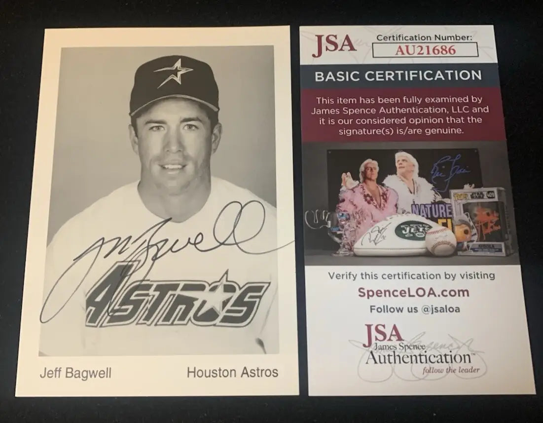 1994 Jeff Bagwell Auto b&w Signed 3.5x5 AUTO Houston Astros Team Issue JSA - Baseball Card Single