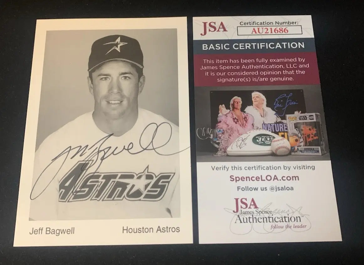 1994 Jeff Bagwell Auto b&w Signed 3.5x5 AUTO Houston Astros Team Issue JSA - Baseball Card Single