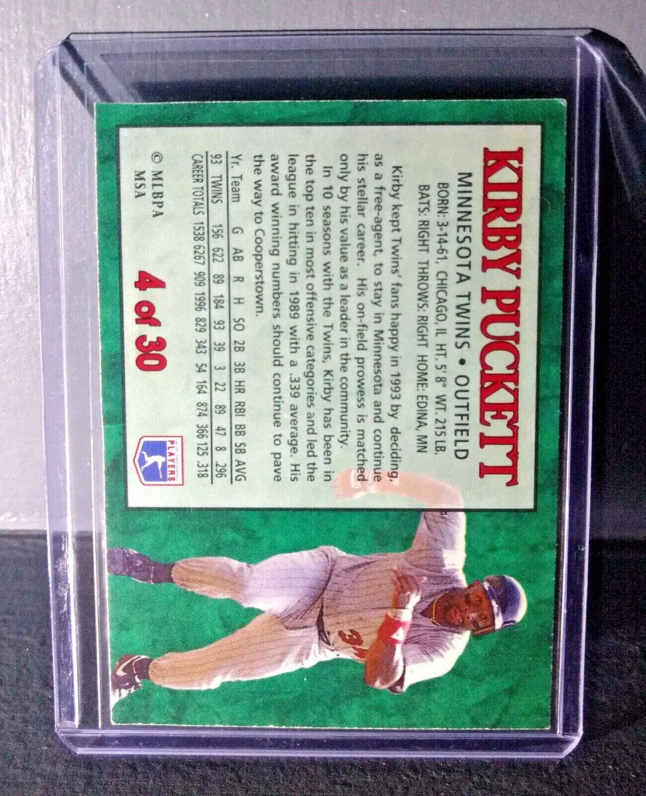 1994 Kirby Puckett Post Collection #4 Baseball Card Minnesota Twins