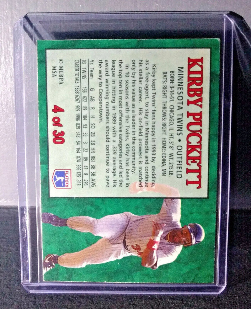 1994 Kirby Puckett Post Collection #4 Baseball Card Minnesota Twins - Baseball Card Single