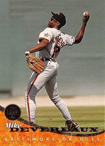 Original gloss Mike Devereaux baseball card 1994 Leaf #154 NM-MT Orioles ID 71787
