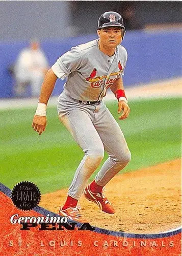 Original gloss baseball card of Geronimo Pena NM-MT from 1994 Leaf #172 Cardinals