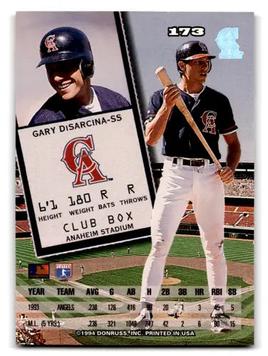1994 Leaf #173 Gary DiSarcina NM Near Mint Angels ID:71800 - Baseball Card Single
