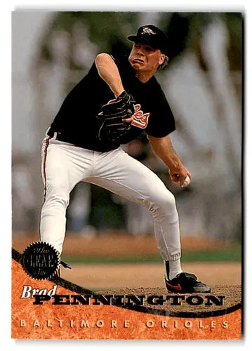Brad Pennington baseball card with original gloss, 1994 Leaf NM-MT Orioles ID 72798