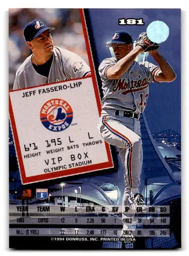 1994 Leaf #181 Jeff Fassero NM-MT Expos ID:70905 - Baseball Card Single