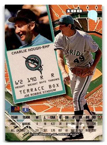 1994 Leaf #188 Charlie Hough NM Near Mint Marlins ID:72084 - Baseball Card Single