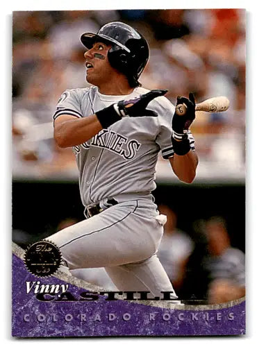 Original gloss Vinny Castilla baseball card from 1994 Leaf NM-MT Rockies ID 71628