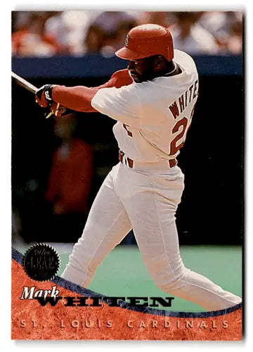 Original gloss 1994 Leaf Mark Whiten NM-MT baseball card featuring Mark Whiten Cardinals