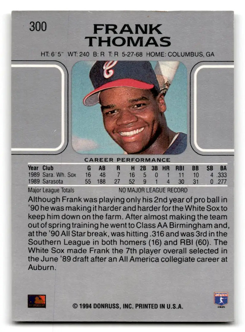 1994 Leaf #300 Frank Thomas Frank Thomas 1990 Leaf Reprint - Baseball Card Single
