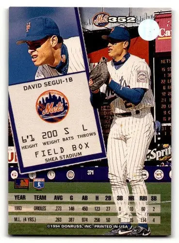 1994 Leaf #352 David Segui New York Mets Baseball Cards EX/NM ID:61659 - Baseball Card Single