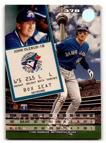 1994 Leaf #378 John Olerud Toronto Blue Jays Baseball Cards EX/NM ID:61657 - Baseball Card Single