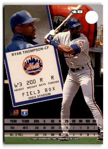 Ryan Thompson baseball card from 1994 Leaf with original gloss NM-MT Mets ID 73109