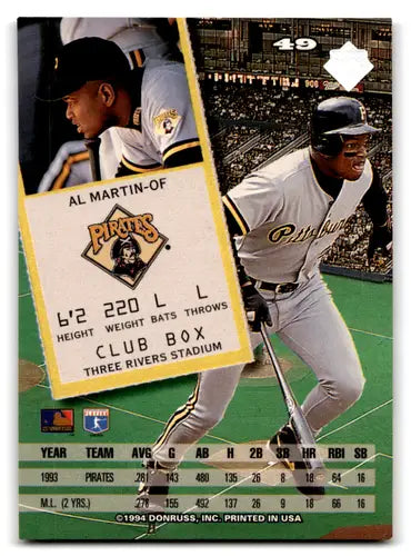 1994 Leaf #49 Al Martin NM-MT Pirates ID:72626 - Baseball Card Single
