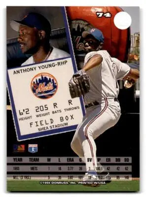 Anthony Young baseball card from 1994 Leaf series, perfect for young baseball card collectors