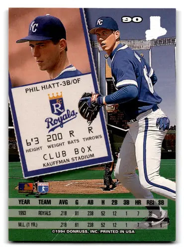 1994 Leaf #90 Phil Hiatt NM Near Mint Royals ID:72082 - Baseball Card Single