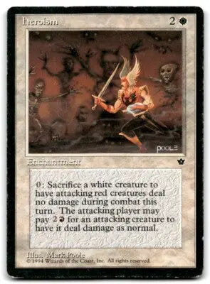 Magic The Gathering card from Fallen Empires set in 1994, featuring Heroism