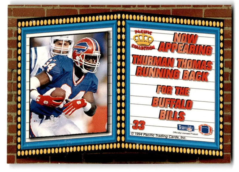 1994 Pacific #33 Thurman Thomas Marquee Prisms - Football Card Single