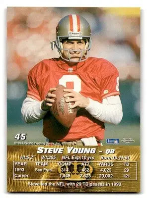 1994 Pacific Football Steve Young #45 San Francisco 49ers - Football Card Single