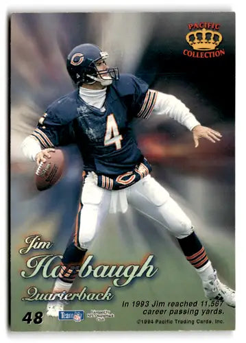 Original gloss 1994 Pacific Prisms Gold Jim Harbaugh football card displayed in Bears ID 73664