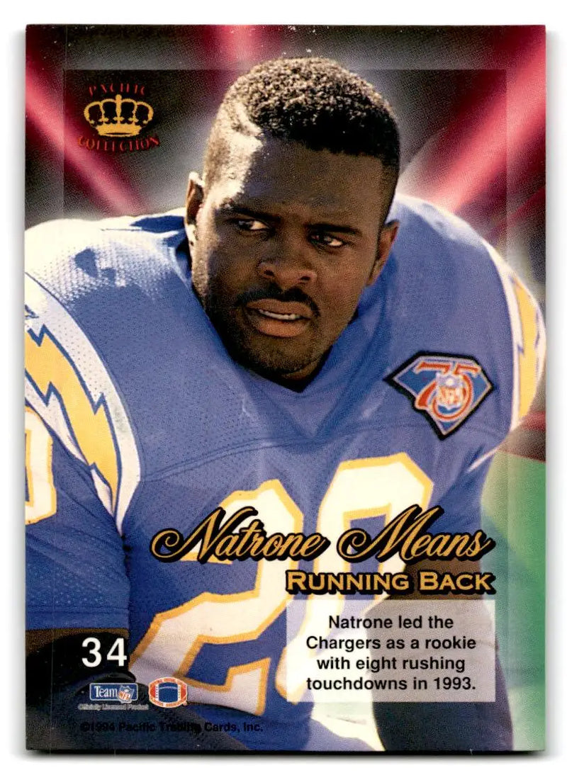 1994 Pacific Triple Folders #34 Natrone Means Rookies and Stars - Football Card Single