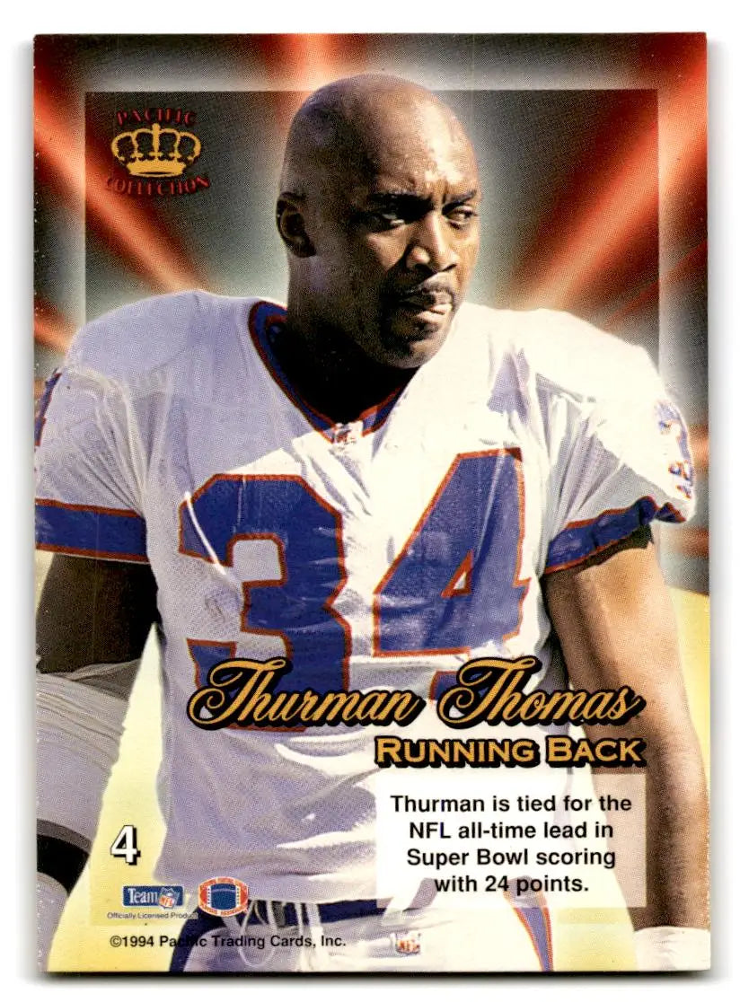 1994 Pacific Triple Folders #4 Thurman Thomas Rookies and Stars - Football Card Single